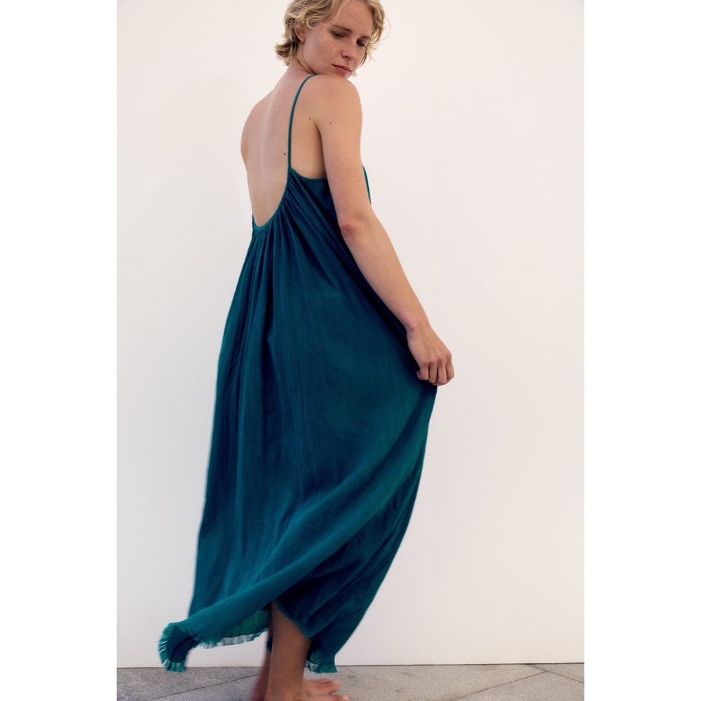 NWT ZARA COTTON DRESS WITH FRINGE HEM ONE SIZE